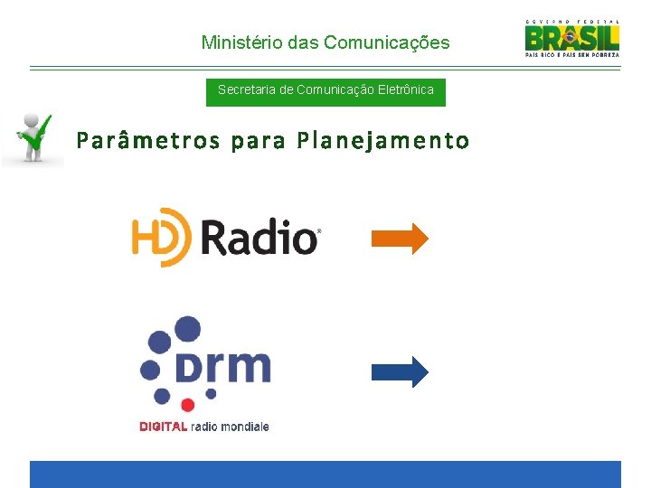 Ministério das Comunicações Secretaria de Comunicação Eletrônica Parâmetros para Planejamento 