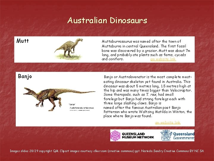 Australian Dinosaurs Mutt Banjo Muttaburrasaurus was named after the town of Muttaburra in central