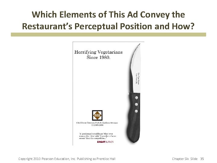 Which Elements of This Ad Convey the Restaurant’s Perceptual Position and How? Copyright 2010