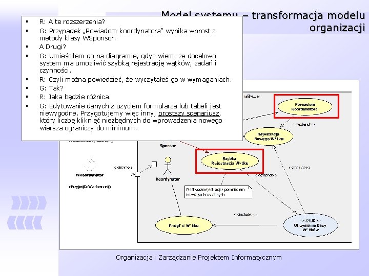 § § § § Model systemu – transformacja modelu organizacji R: A te rozszerzenia?