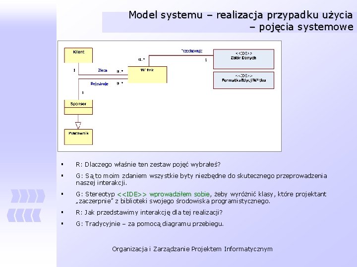 Model systemu – realizacja przypadku użycia – pojęcia systemowe § R: Dlaczego właśnie ten