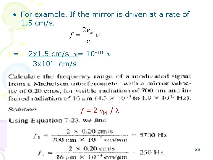  • For example. If the mirror is driven at a rate of 1.