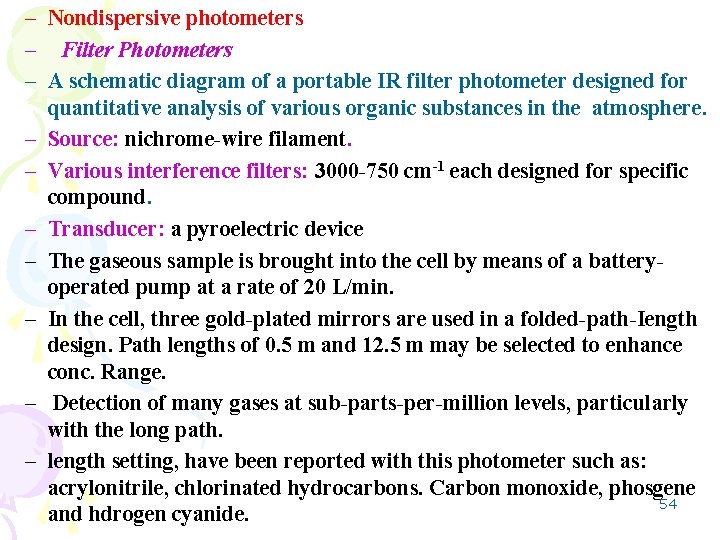 – Nondispersive photometers – Filter Photometers – A schematic diagram of a portable IR