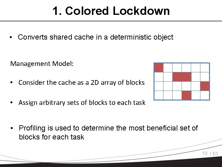1. Colored Lockdown • Converts shared cache in a deterministic object Management Model: •