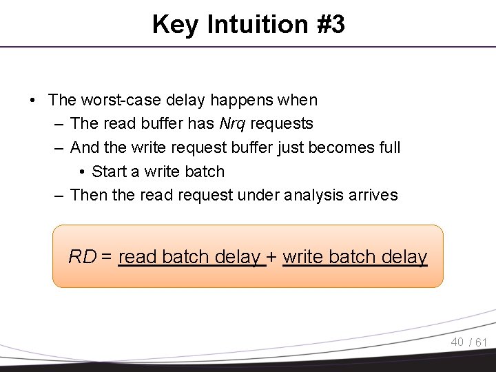 Key Intuition #3 • The worst-case delay happens when – The read buffer has