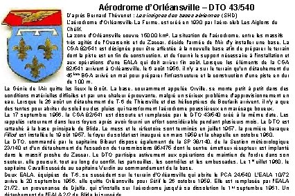 Aérodrome d’Orléansville – DTO 43/540 D’après Bernard Thévenet : Les insignes des bases aériennes