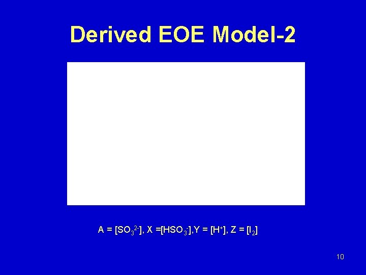 Derived EOE Model-2 A = [SO 32 -], X =[HSO 3 -], Y =
