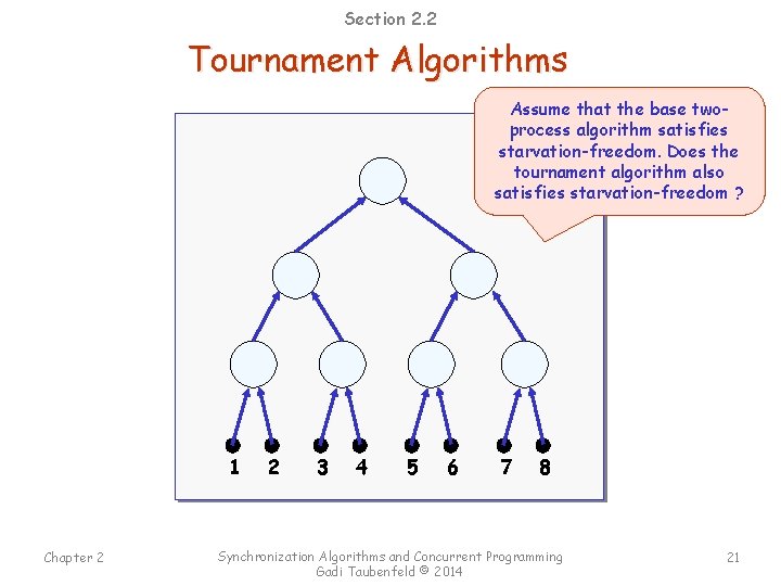 Section 2. 2 Tournament Algorithms Assume that the base two. Yes process algorithm satisfies