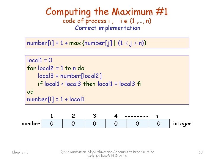 Computing the Maximum #1 code of process i , i {1 , . .