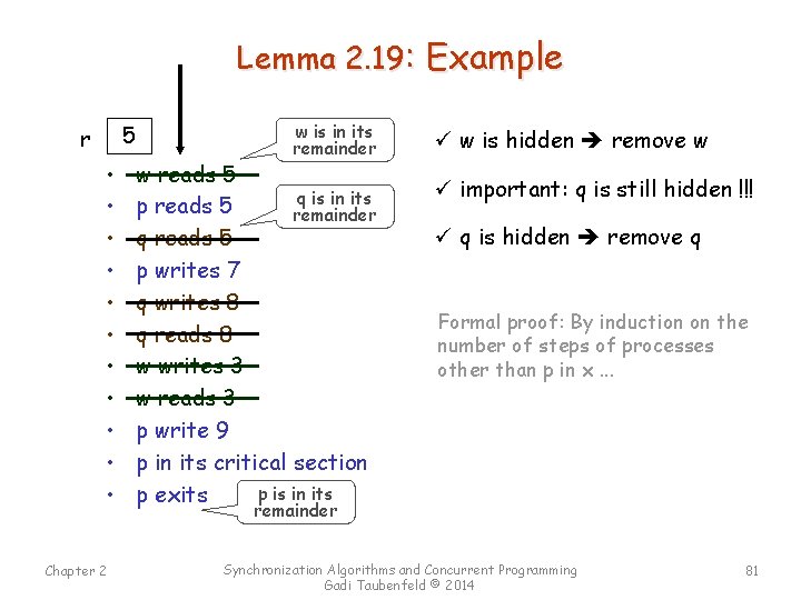 Lemma 2. 19: Example 5 r • • • Chapter 2 w is in