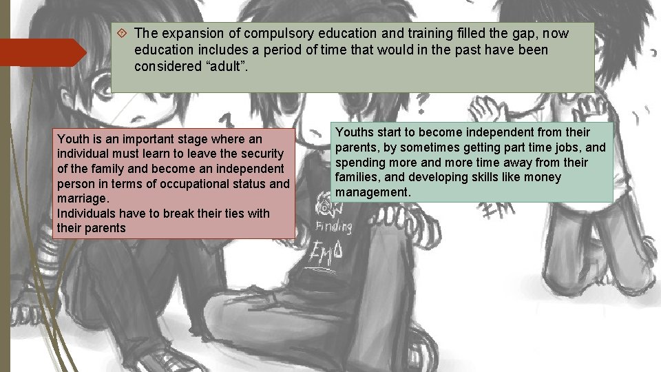  The expansion of compulsory education and training filled the gap, now education includes
