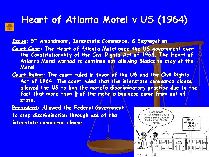 Heart of Atlanta Motel v US (1964) Issue: 5 th Amendment, Interstate Commerce, &