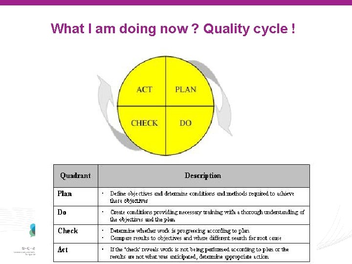 What I am doing now ? Quality cycle ! 