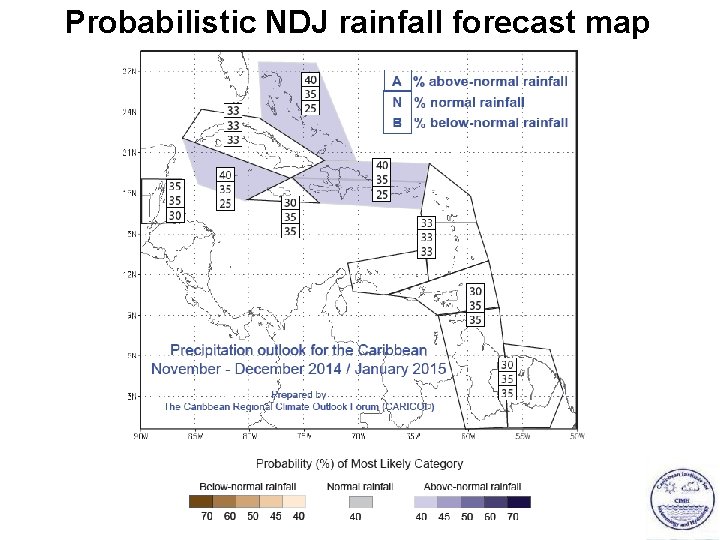 Probabilistic NDJ rainfall forecast map D D A R T F 