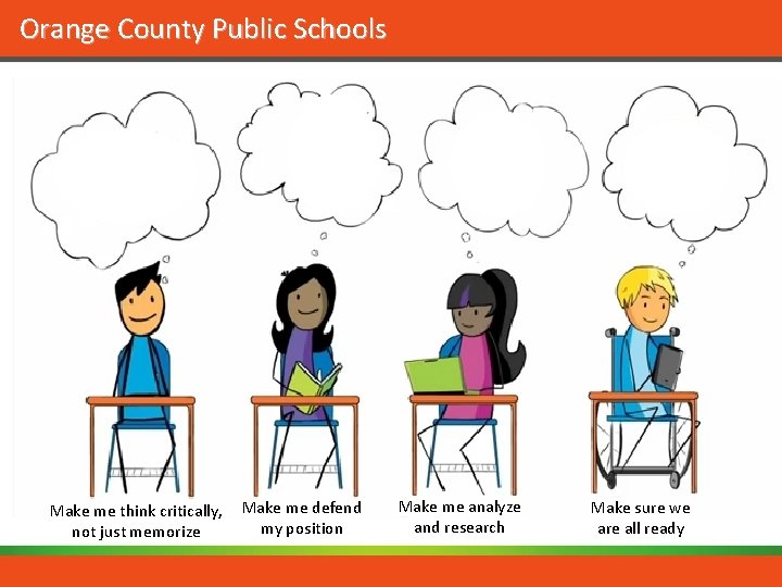 Orange County Public Schools Make me think critically, not just memorize Make me defend