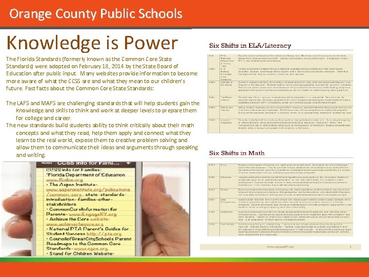 Orange County Public Schools Knowledge is Power The Florida Standards (formerly known as the