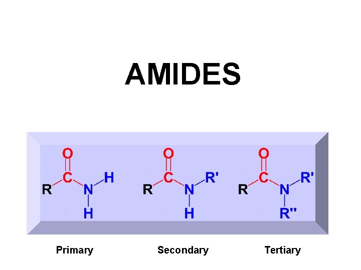 AMIDES Primary Secondary Tertiary 