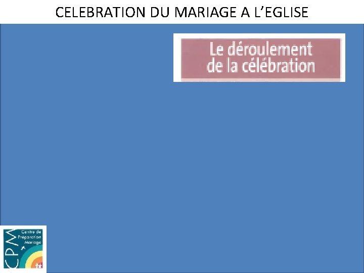 CELEBRATION DU MARIAGE A L’EGLISE 