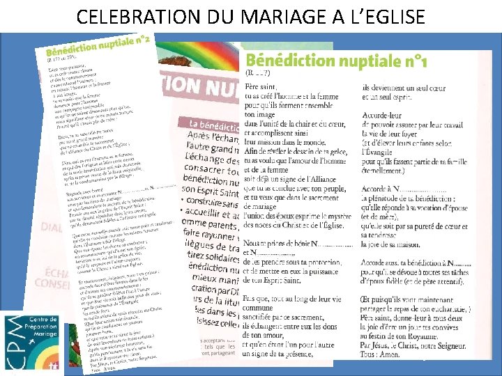 CELEBRATION DU MARIAGE A L’EGLISE 