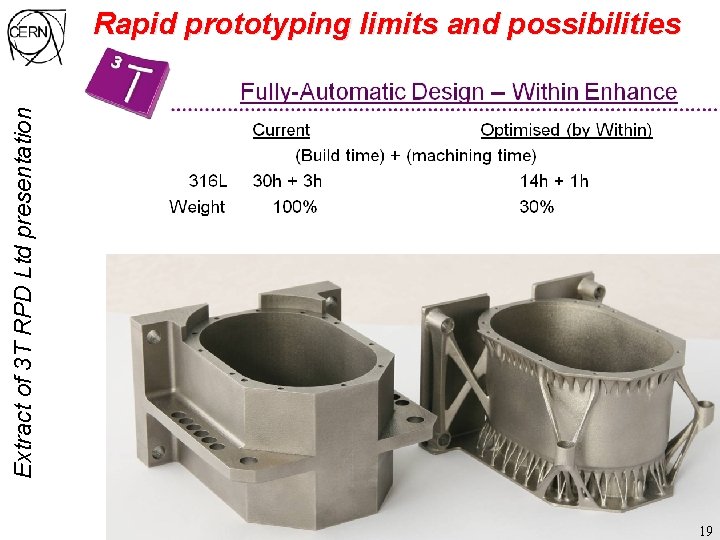 Extract of 3 T RPD Ltd presentation Rapid prototyping limits and possibilities 19 