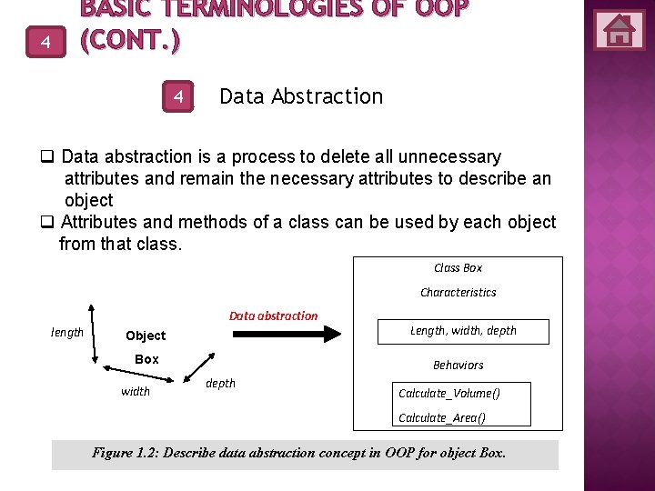 4 BASIC TERMINOLOGIES OF OOP (CONT. ) 4 Data Abstraction q Data abstraction is
