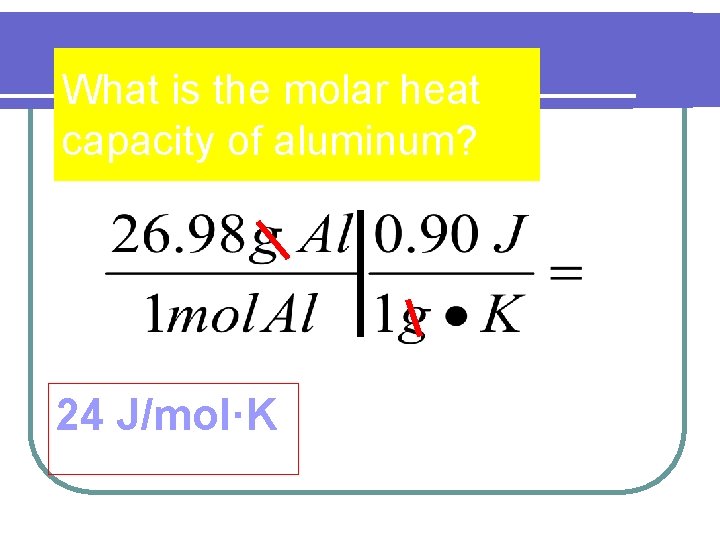 What is the molar heat capacity of aluminum? 24 J/mol·K 