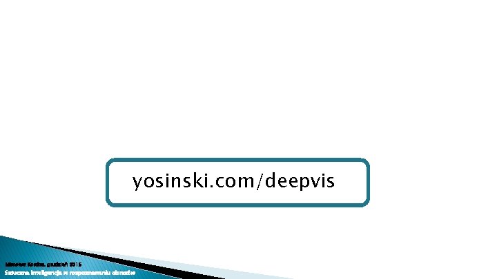 yosinski. com/deepvis Mirosław Kordos, grudzień 2015 Sztuczna inteligencja w rozpoznawaniu obrazów 