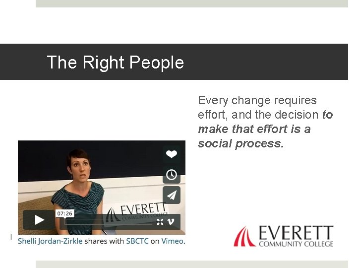 The Right People Every change requires effort, and the decision to make that effort