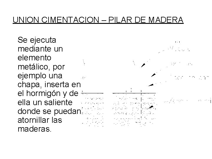UNION CIMENTACION – PILAR DE MADERA Se ejecuta mediante un elemento metálico, por ejemplo