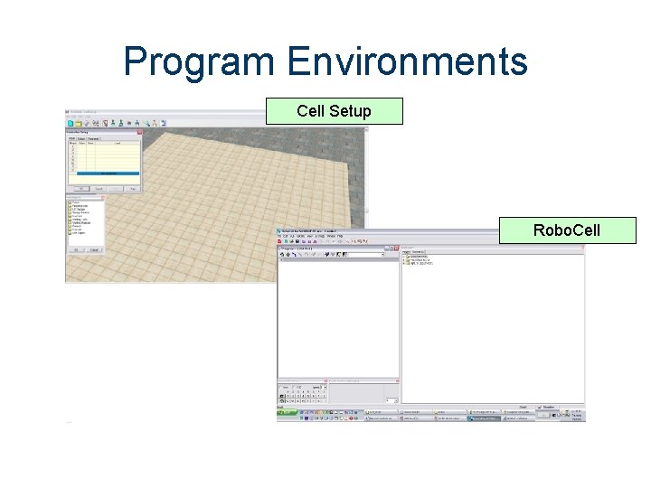 Program Environments Cell Setup Robo. Cell 