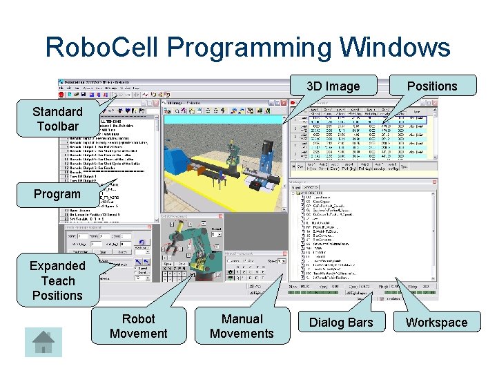 Robo. Cell Programming Windows 3 D Image Positions Dialog Bars Workspace Standard Toolbar Program