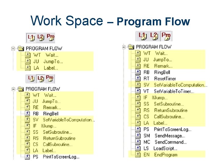 Work Space – Program Flow 