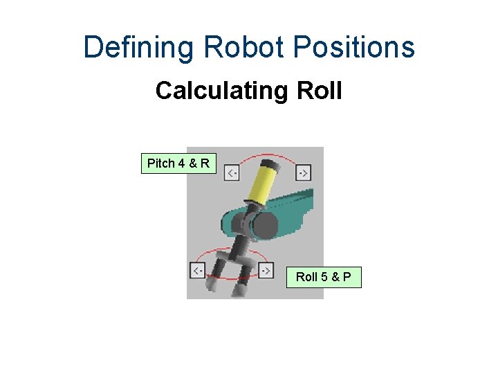 Defining Robot Positions Calculating Roll Pitch 4 & R Roll 5 & P 