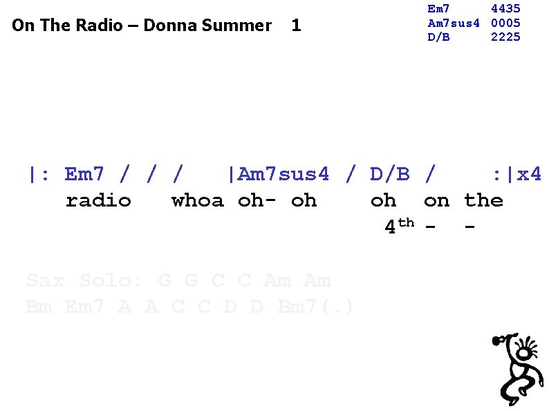 On The Radio – Donna Summer 1 Em 7 4435 Am 7 sus 4