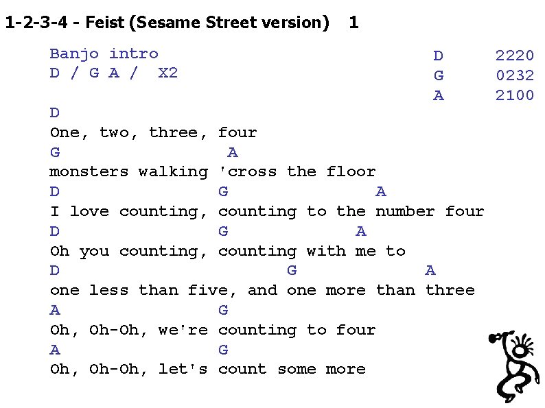 1 -2 -3 -4 - Feist (Sesame Street version) 1 Banjo intro D /