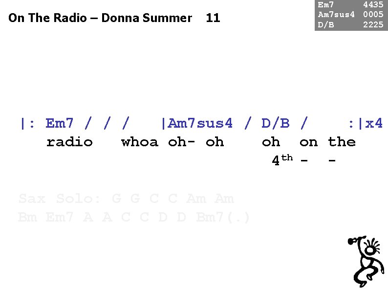 On The Radio – Donna Summer 11 Em 7 4435 Am 7 sus 4