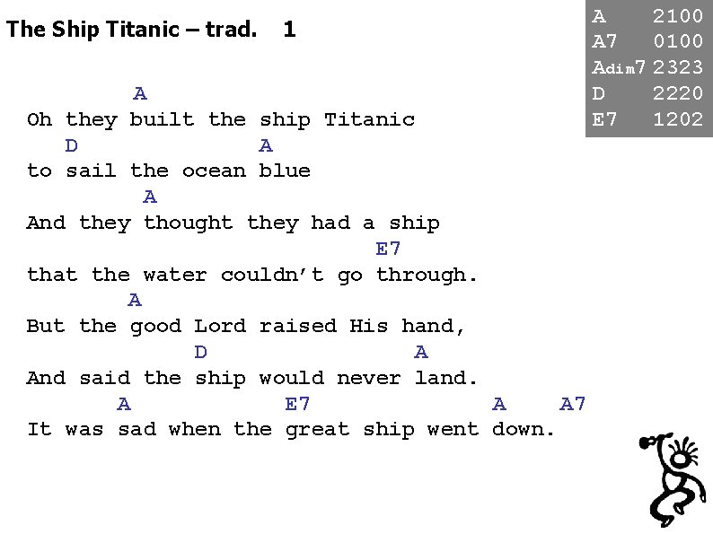 The Ship Titanic – trad. 1 A Oh they built the ship Titanic D