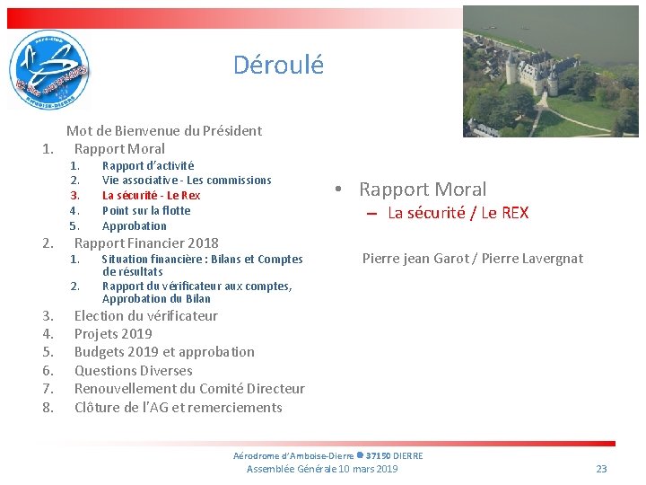 Déroulé Mot de Bienvenue du Président 1. Rapport Moral 2. 1. 2. 3. 4.