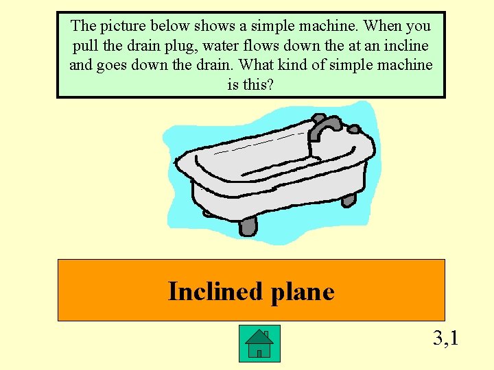 The picture below shows a simple machine. When you pull the drain plug, water