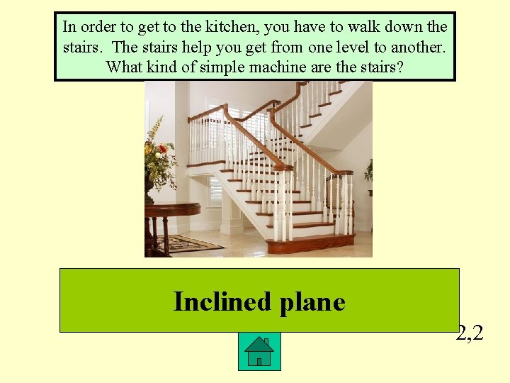 In order to get to the kitchen, you have to walk down the stairs.