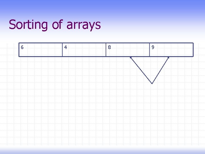 Sorting of arrays 6 4 8 9 