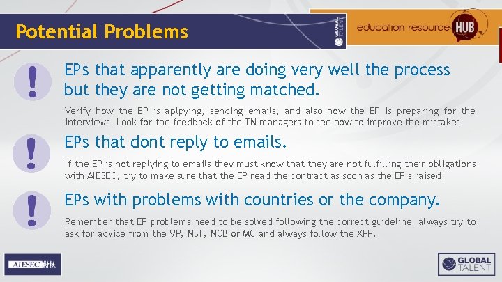 Potential Problems EPs that apparently are doing very well the process but they are