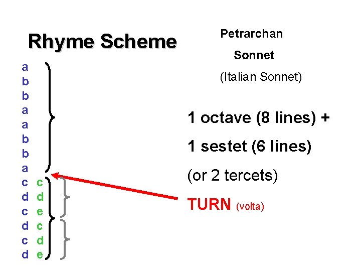 Rhyme Scheme a b b a c d c d a b b a