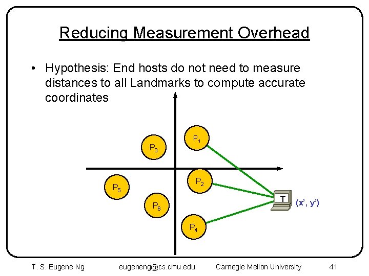 Reducing Measurement Overhead • Hypothesis: End hosts do not need to measure distances to