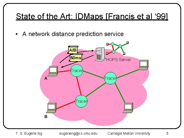 State of the Art: IDMaps [Francis et al ‘ 99] • A network distance