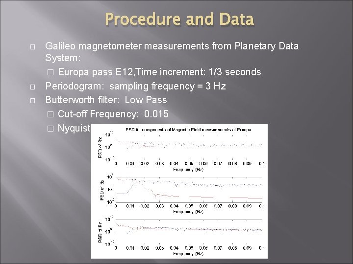 Procedure and Data � � � Galileo magnetometer measurements from Planetary Data System: �