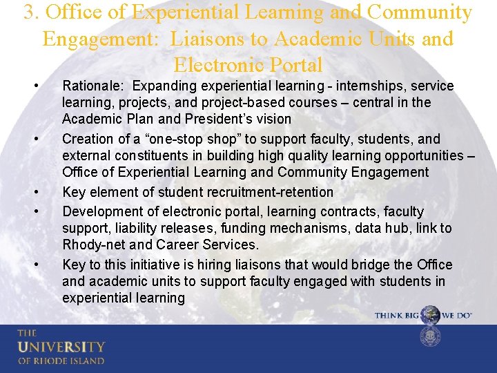 3. Office of Experiential Learning and Community Engagement: Liaisons to Academic Units and Electronic