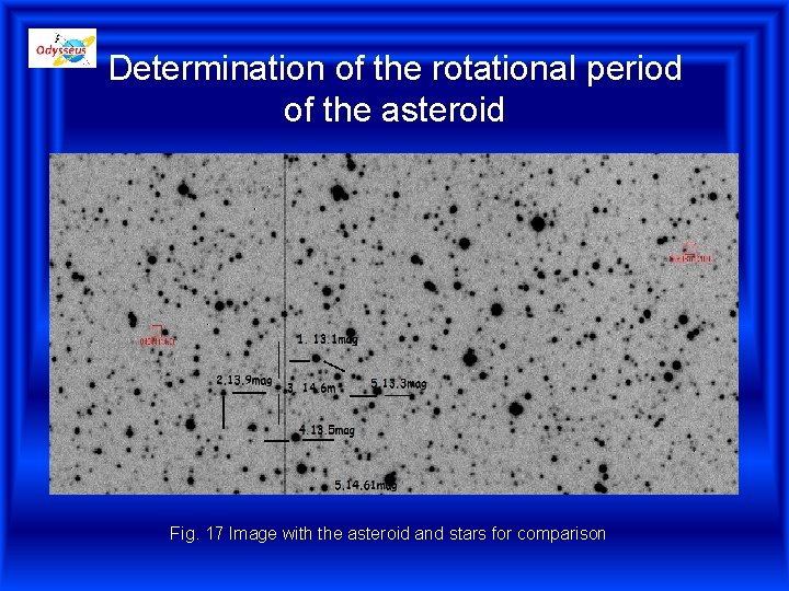 Determination of the rotational period of the asteroid Fig. 17 Image with the asteroid