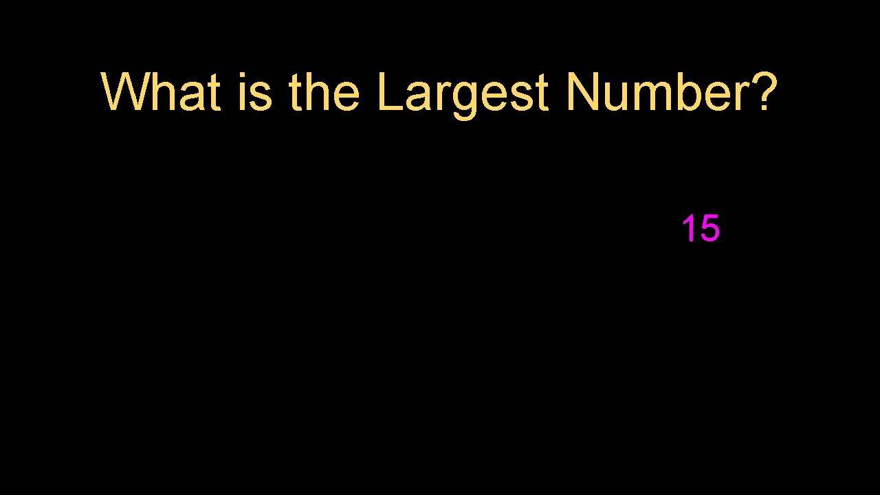 What is the Largest Number? 15 