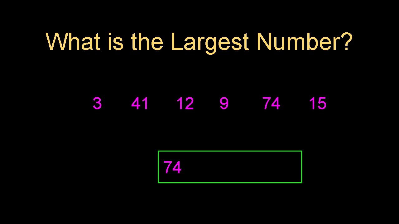 What is the Largest Number? 3 41 12 74 9 74 15 